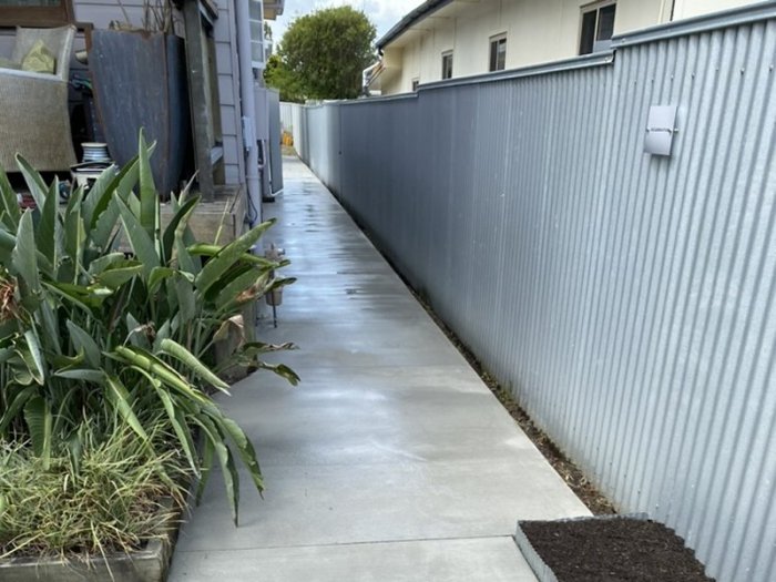 Backyard concrete pathway
