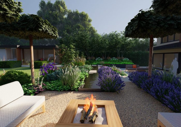 Landscape fire pits backyard