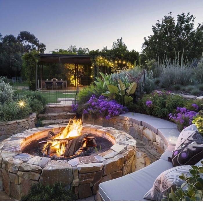 Landscape fire pits backyard